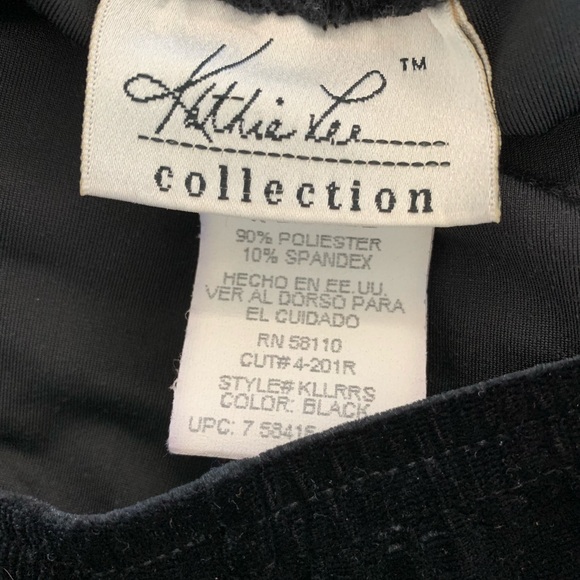 VINTAGE KATHIE LEE COLLECTION Pants Velvet Black Stretchy Wide Straight Leg EUC - Picture 5 of 10